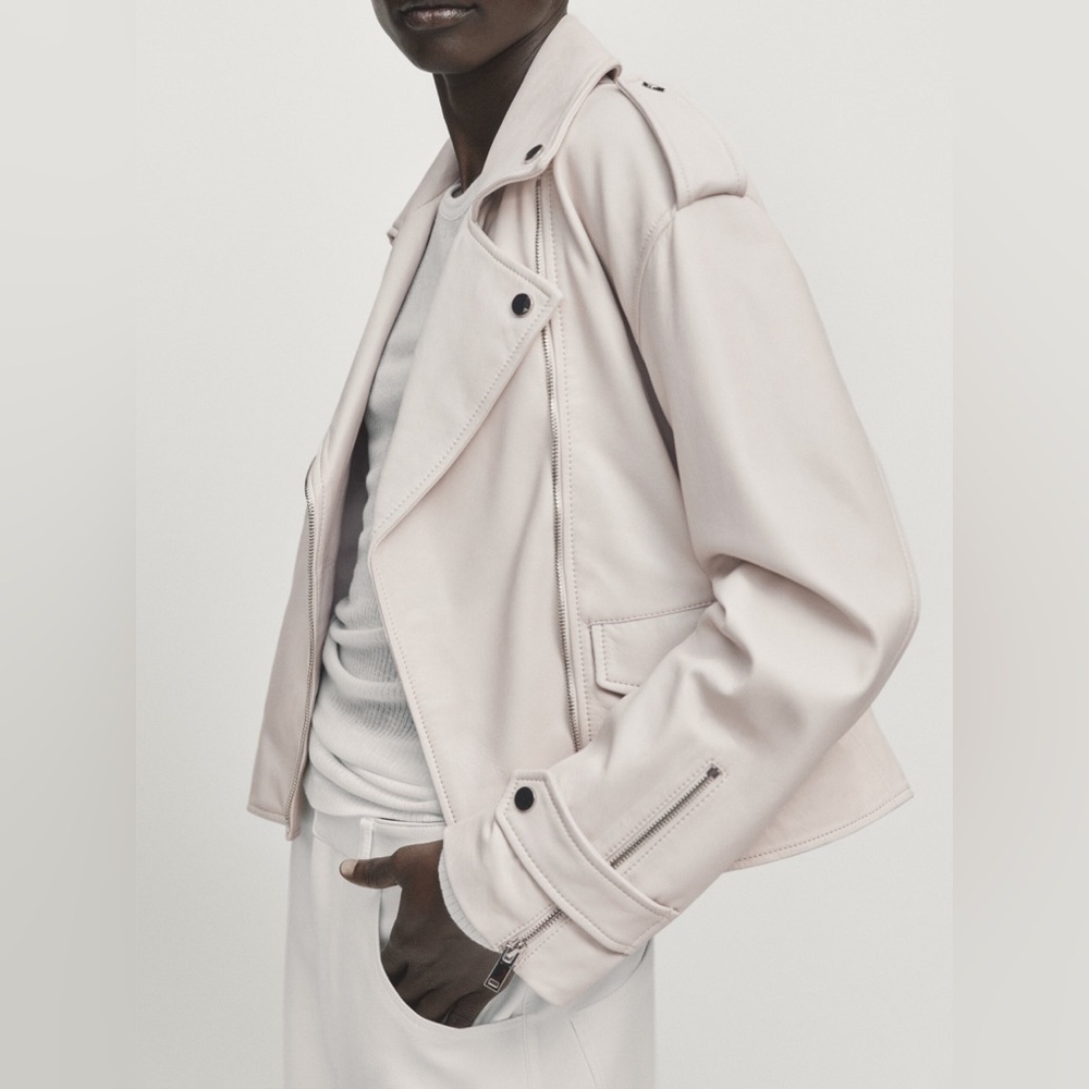 NWT Massimo Dutti Nappa Leather Biker Jacket